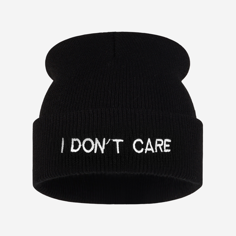 I DON'T CARE Text Knit Cuffed  - Beanie Cuffed Knit ulasan dan harga