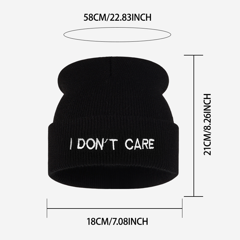 I DON'T CARE Text Knit Cuffed  - Beanie Cuffed Knit ulasan dan harga